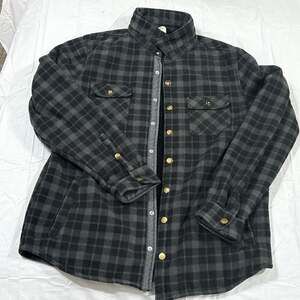 Voyager Men's XL Black and Gray Plaid Sherpa Lined Flannel Shirt Jacket